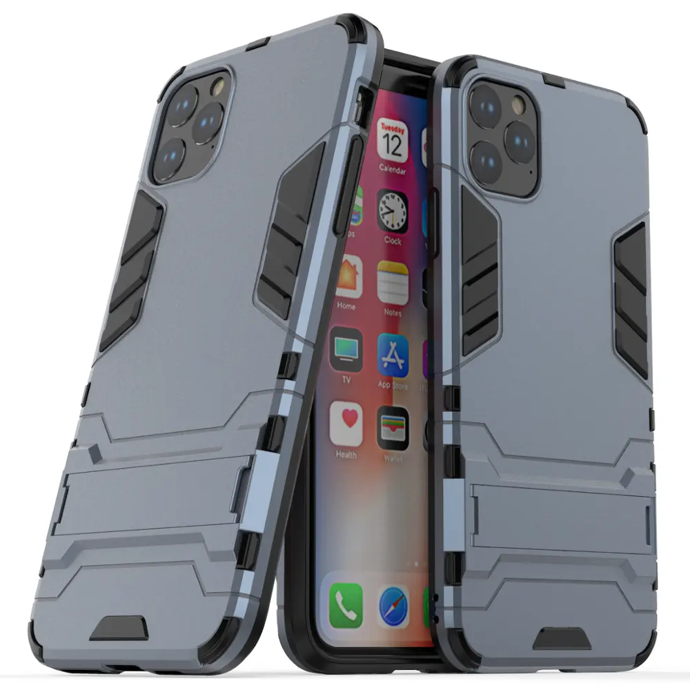 2019 नई आगमन पीसी TPU Kickstand मोबाइल सेल गैर पर्ची पैड विरोधी गिरावट फोन के मामले में IPhone के लिए 11 प्रो 2019 Shockproof मामले