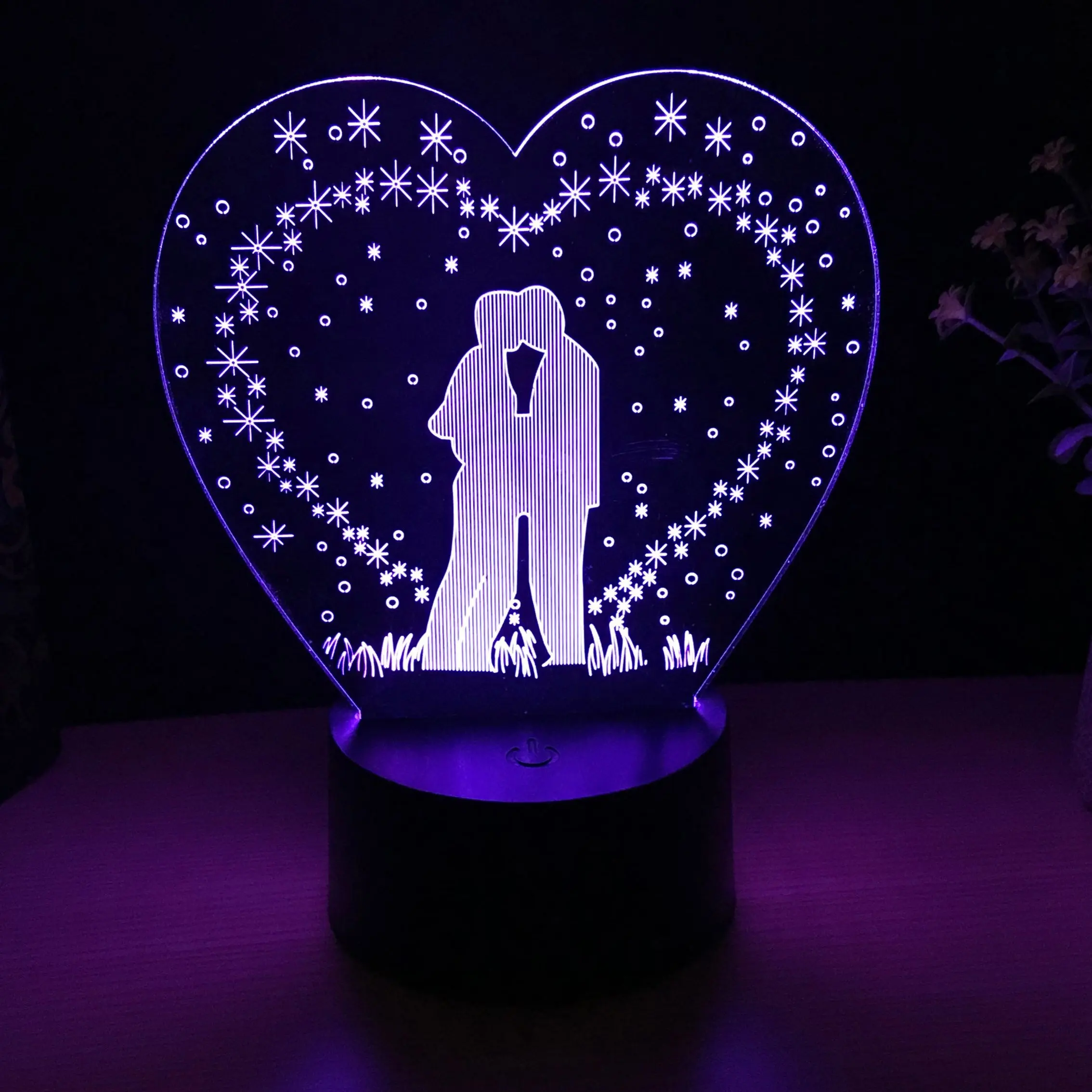 Regali di giorno di san valentino personalizzato coppia baciare 3d di colore cambiare mood light