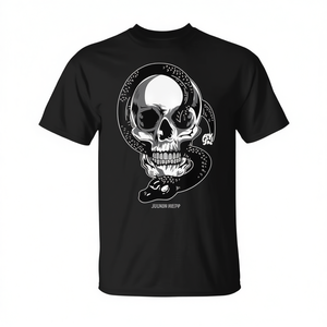 T-shirt Snake And Knife Snake Charmer, maglietta grafica da uomo nera - Product Image 2