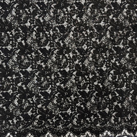 Tissu en dentelle brodée de sequins floraux de luxe YY, mélange coton et nylon, noir brillant, tissu en dentelle perlée pour robe Abaya et Kaftan