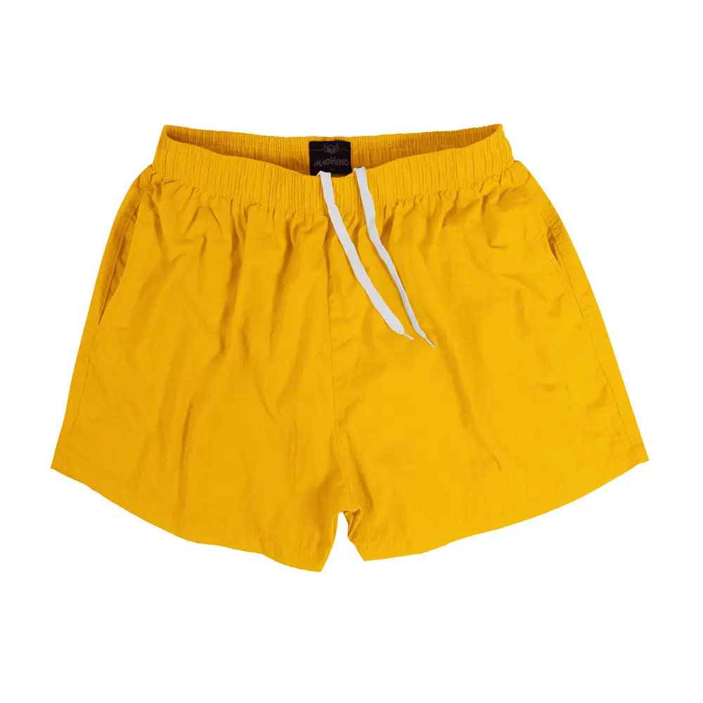 Celana Pendek Pantai untuk Pria, Celana Renang Pendek Pantai Polos Warna Kuning