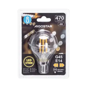 Ampoule LED à filament G45 E14 4W transparente, énergie écoénergétique, lumière chaude, idéale pour la décoration et l'ambiance. - Product Image 3
