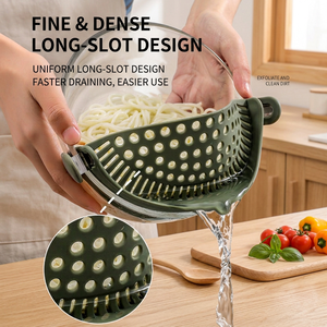 Égouttoir à pot en silicone à clipser avec pince en acier inoxydable, passoire réglable résistante à la chaleur pour égoutter les pâtes et les légumes - Product Image 3