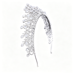 Couronnes et diadèmes élégants vintage en cristal CZ marquise, bandeaux royaux argentés pour mariée, accessoires de cheveux de mariage pour femmes - Product Image 4