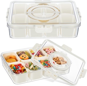 Tabla de Charcutería Portátil <span class=keywords><strong>con</strong></span> Compartimentos y Asa, <span class=keywords><strong>con</strong></span> Tapa, para Niños y Adultos, Caja para Dulces - Product Image 1