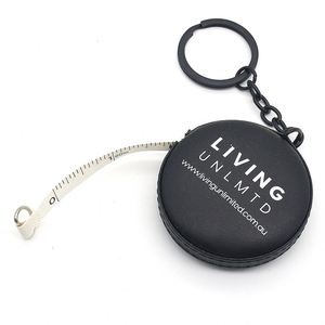 Silk Printing Brand Black <b>Leather</b> Tape Measure Soft <b>Key</b> <b>Chains</b> With Logo Custom - Product Image 1