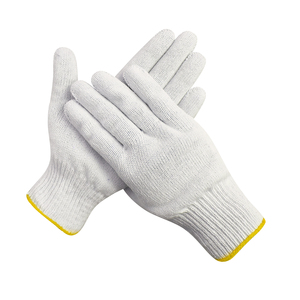 Guantes de Algodón de 30g/Par a Bajo Precio, Populares, Amarillos, con Borde Mecanizado, Duraderos, de Punto, Guantes de Algodón Natural Blanco, Antideslizantes - Product Image 5