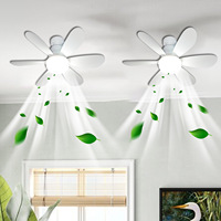 Ventilateur de plafond moderne à LED de 20 pouces avec télécommande, douille E27, ampoule blanche, corps en ABS, éclairage intérieur dimmable pour chambre à coucher