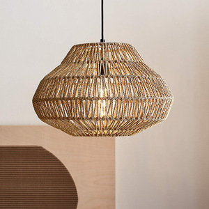 Rattan Pendant <b>Light</b> Round E27 LED Single Head For <b>Dining</b> Room Hotel Guesthouse Lighting Fixture - Product Image 3