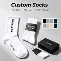 Chaussettes de sport décontractées en coton côtelé avec logo personnalisé, OEM, ODM, marque privée, emballage coffret cadeau de luxe, vente en gros