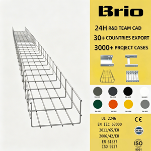 Vassoio in rete metallica zincata multiuso BRIO, ampiamente utilizzato nei progetti di cablaggio elettrico industriale, civile e municipale - Product Image 1
