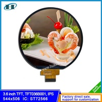 Écran LCD TFT IPS rond de 3.6 pouces 544x506 RVB 40 broches | Module d'écran circulaire personnalisé Fabricant de solutions intégrées ST72566