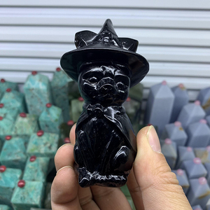 <span class=keywords><strong>Chat</strong></span> <span class=keywords><strong>de</strong></span> sorcière en cristal obsidienne, 10 pièces, sculpté à la <span class=keywords><strong>main</strong></span>, <span class=keywords><strong>chat</strong></span> <span class=keywords><strong>de</strong></span> sorcière noir, décoration <span class=keywords><strong>de</strong></span> la maison, vente en gros - Product Image 1