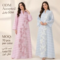 Abaya Polyester ODM dengan Aplikasi Bunga & Hiasan Berlian Imitasi, Kerah Mandarin, untuk Lebaran, Pernikahan, Pesta Malam & Acara Formal