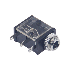 Prise audio jack 3,5 mm PJ-323M avec écrou fileté, montage vertical à 3 broches traversant le panneau, boîtier transparent - Product Image 2