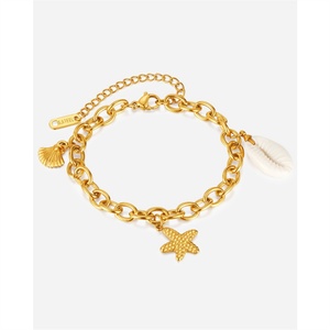Popular Stainless Steel Unisex Casual/Sporty Gold Plated Starfish <b>Shell</b> Beach <b>Bracelet</b> - Product Image 4