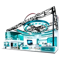 Stand d'exposition pour produits informatiques en bois personnalisé YTSF-I74 avec écran LED et comptoir, en acier et aluminium, facile à assembler, usage commercial