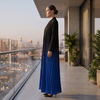 Nouvelle Abaya Plissée Miyake 2026 Noire à Col Ouvert Long Manteau Femme Élégant Résistant aux Hautes Températures