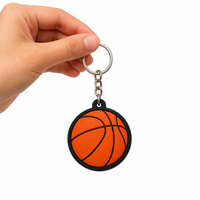 OEM Fabrik Maßgefertigter Gestanzter Flacher PVC Weicher Basketball Schlüsselanhänger Sport Werbe-Schlüsselring Großhandel Fitness Geschenk