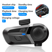 Système de communication pour casque de moto, écouteurs audio sans fil avec microphone à réduction de bruit et étanches pour la musique pendant la conduite