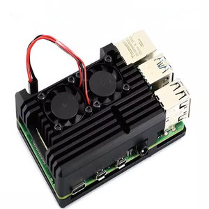 <span class=keywords><strong>Raspberry</strong></span> <span class=keywords><strong>PI</strong></span> 4/4 Generación B carcasa de aleación de aluminio Armadura negra Ventilador de refrigeración dual resistente/a prueba de polvo - Product Image 1