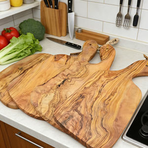 Planche à découper en bois d'olivier avec poignée, planches à découper en bois pour la cuisine, planche à découper en bois d'olivier de type bloc de boucher - Product Image 5