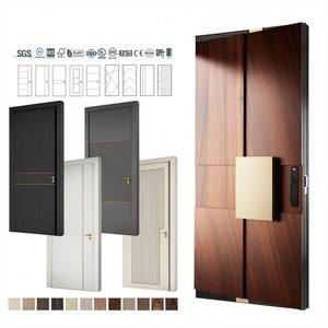 Porte d'entrée principale moderne en bois massif de style européen et américain, porte extérieure pivotante en chêne et noyer pour villa - Product Image 1