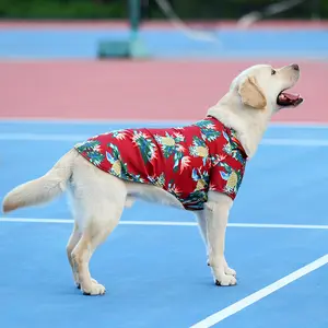 Il fornitore di animali domestici di marca BPS accetta all'ingrosso camicia hawaiana personalizzata serie vino rosso albero di ananas grande cane vestiti per gatti