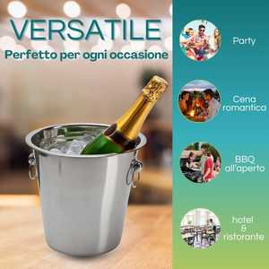 Seau à glace en acier Suaglass de 4 litres avec 2 poignées pour restaurants, fêtes et événements - Product Image 5