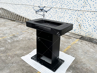 Cabine de DJ noire avec support d'ordinateur portable durable portable de tour de contrôle pour deux caisses en bois de contreplaqué personnalisables