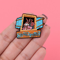 6 styles de pin's en émail amusants motif lapin et loup de dessin animé, broche mignonne de la série lapin pour vêtements, sacs à dos, décoration et cadeau