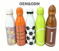 Fußball-Thema 500ml 304 Edelstahl Isolierte Auslaufsichere Vakuum-Trinkflasche Sport-Wasserflasche Fußball-Fan Geschenk