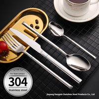304 Utensis miroir polonais pièce couverts 4 pièces couteau fourchette et cuillère plaqué or argent acier inoxydable bas quantité minimale de commande élégant Camping
