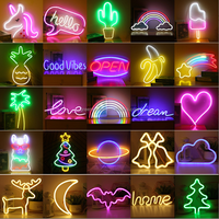Enseigne néon en forme de cœur, lumière néon LED alimentée par piles ou USB pour fête, maison