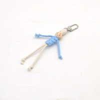 Porte-clés Macramé Tressé Bohème Motif Bonhomme en Allumettes Dessin Animé, Pendentif Garçon Mignon, Décoration pour Sac et Téléphone, Cadeau pour Amis