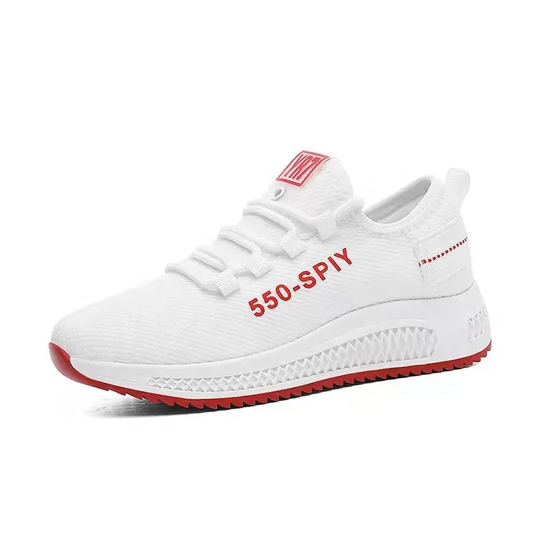 Tênis de malha respirável feminino, popular, casual, para mulheres, sapatos baixos, esportivos, branco, tênis para corrida