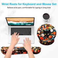 Repose-poignets ergonomique en gel pour clavier motif chat de dessin animé et tapis de souris en mousse à mémoire de forme pour PC avec base en caoutchouc, couleur personnalisable, en stock