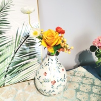 11.6 "Chinois Céramique Art Craquelé Perle Glacé Peint À La Main Antique Uncaria Design Vase pour La Décoration De La Maison Fleur