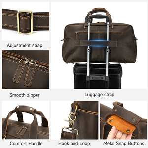 Bolsa de Viaje de Fin de Semana Impermeable de Cuero MARRANT para Hombre con Compartimento para Zapatos, Bolsas de Viaje de Cuero Genuino para Hombre - Product Image 4