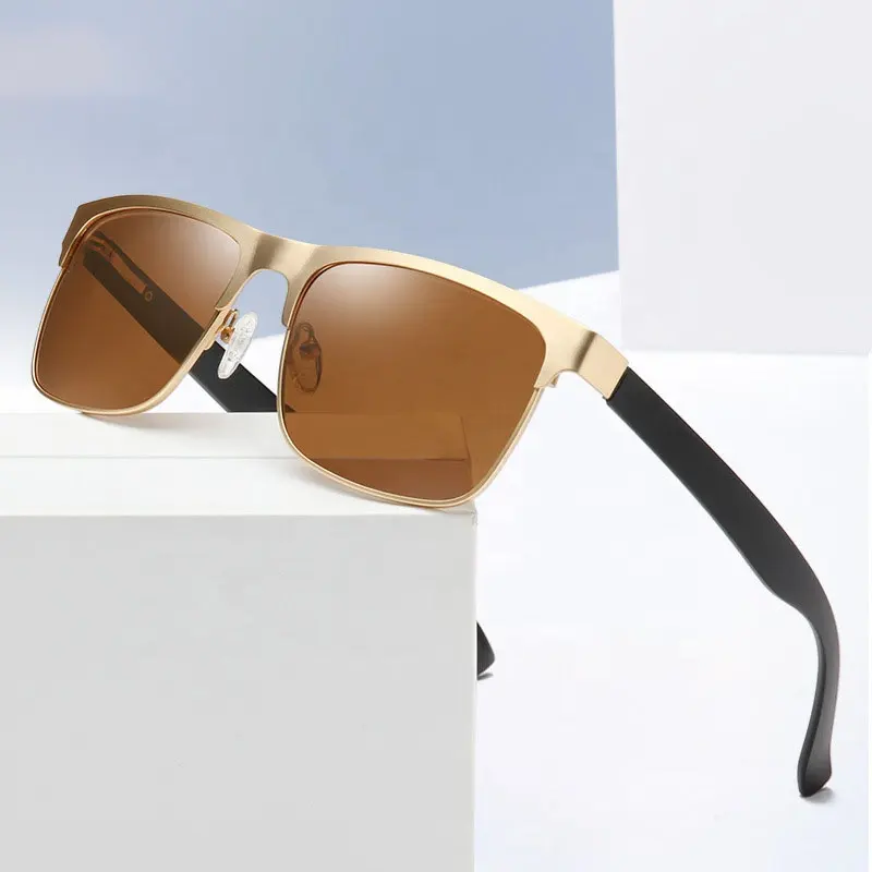 2022 Factory Hot Sale Casual Fashion Square Frame Metal European Brand Retro Classic Luxury Wholesale Men Sunglasses