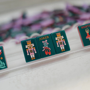 Custom Design 4 Players <b>Entertainment</b> Game Green American Acrylic Mah Jongg Nutcracker Mahjong Tiles Set - Product Image 1