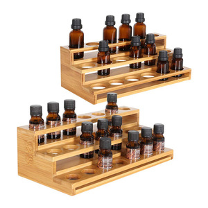Expositor multiusos de bambú y madera para aceites esenciales, organizador de esmaltes de uñas y cosméticos para dormitorio/salón de belleza. - Product Image 4