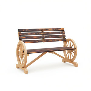 Banco de Jardín Resistente de 2 Plazas, Madera de Abeto Sólida con Acabado Quemado, Muebles de Patio para Exteriores, Estilo Rústico, Diseño Antiguo - Product Image 1