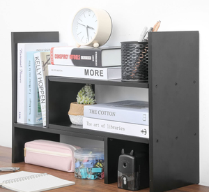صندوق تخزين مكتبي من الخشب الصلب رمادي قابل للتعديل رف للعرض منظم رفّ لكتابة المكتب المنزل رفّ عائم للديكور - Product Image 4