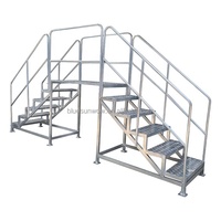 Escaliers en aluminium de sécurité industrielle personnalisés, plates-formes à marches, échelles avec attaches, pieds, niveleur de jambes
