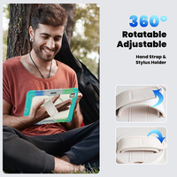 Casing pelindung Tablet iPad Pro 13 2024, casing silikon tahan guncangan dengan sabuk bahu sandaran berputar pelindung layar bawaan