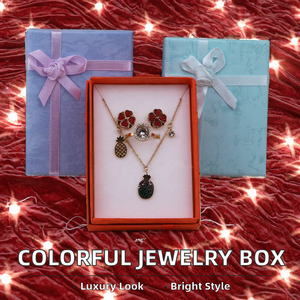 Elegant <b>Bow</b> Decor Jewelry Packaging Box, Colorful Paper Jewellery <b>Gift</b> Box with Foam Insert for Small Accessories Storage - Product Image 3