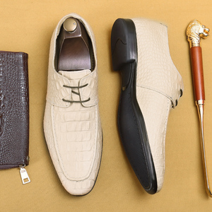 Nouveauté Chaussures en cuir à bout rond de style européen à motif crocodile pour hommes Chaussures derby en cuir véritable - Product Image 6