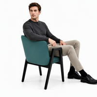 RENRAN Chaise de salle à manger en bois massif au design moderne, durable, avec revêtement en cuir pour la maison et les salles à manger d'hôtel