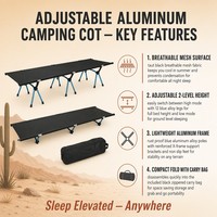 Lit de camping pliable en alliage d'aluminium 6013 7075, ultraléger, cadre en 3 ou 4 sections, lit de camping, randonnée en plein air, plage, OEM, vente en gros, sur mesure